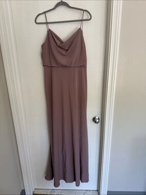 Jenny Yoo Cowl Neck Spaghetti Strap Maxi Dress in Mauve